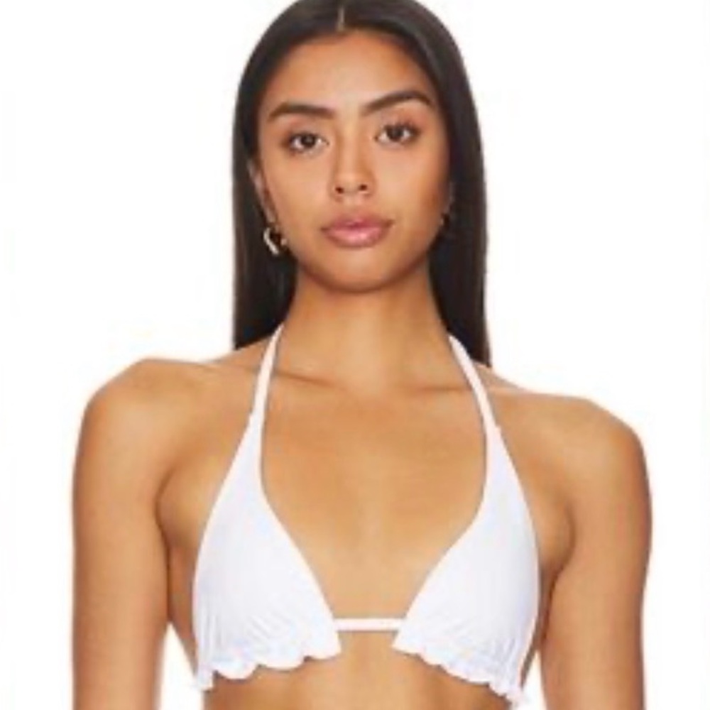 Superdown REVOLVE Anneke White Ruffle Bikini Top Size Small NWT